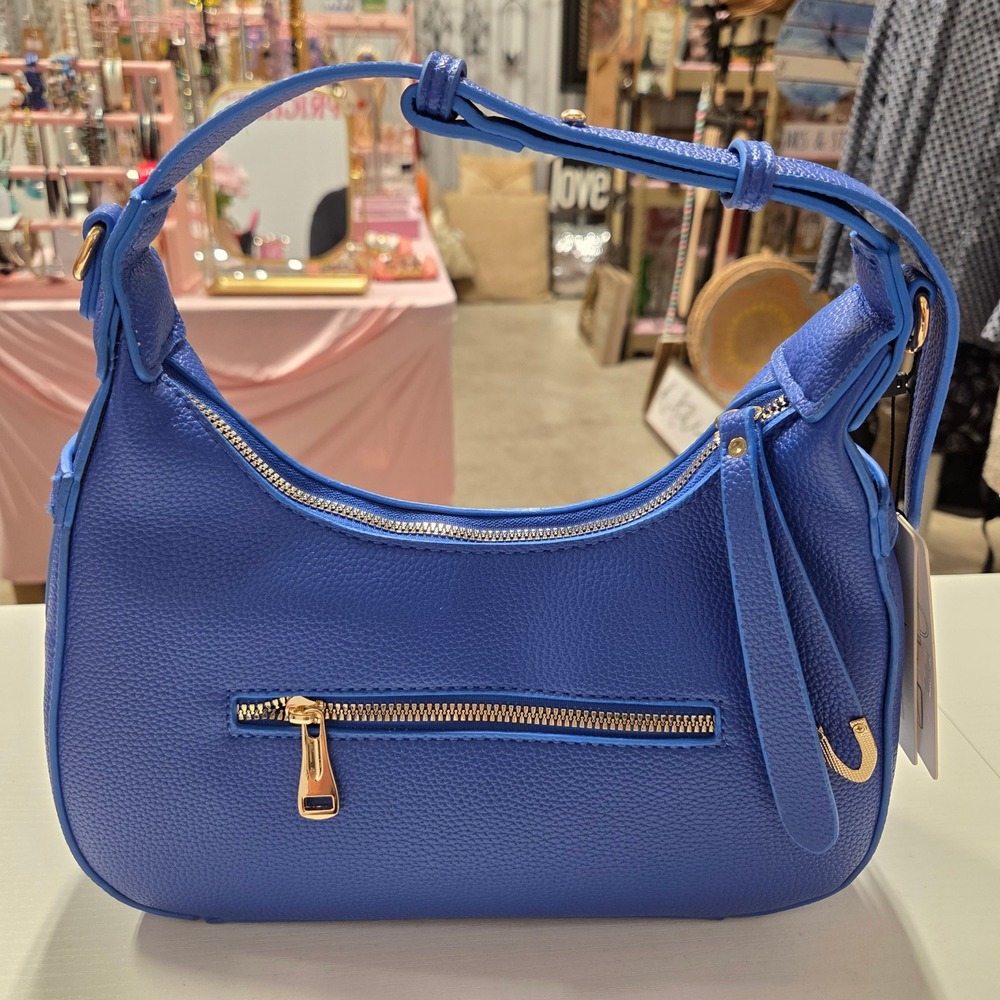 Blue Quilted Hobo Shoulder Bag and Wallet Set - Picture 3 of 8